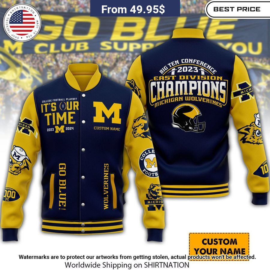Michigan Wolverines It's Our Time Baseball Jacket baseball jersey product view 1