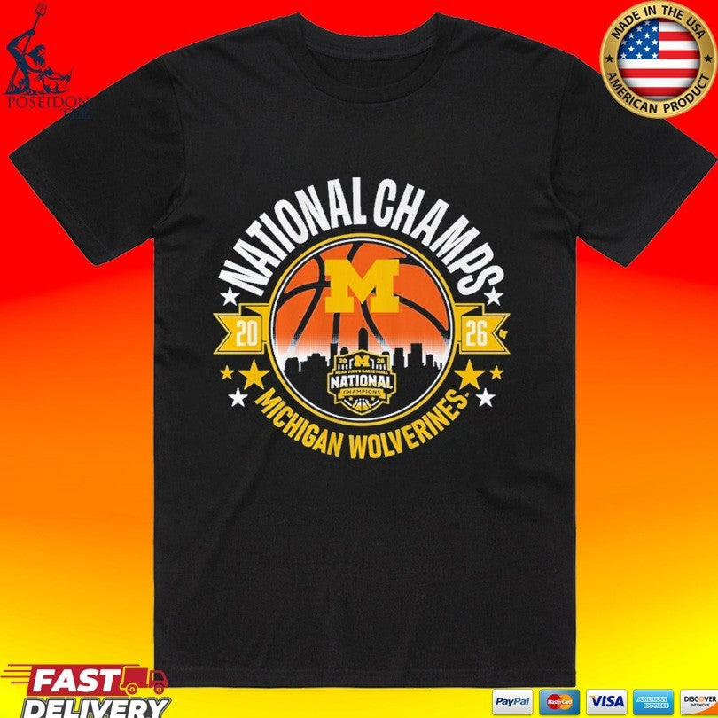 Michigan Wolverines MBB 2026 National Champions Circle T-shirt Unisex T-shirt, Sweatshirt, Hoodie, Long Sleeve Tee - T-Shirt, Sweatshirt, Hoodie
