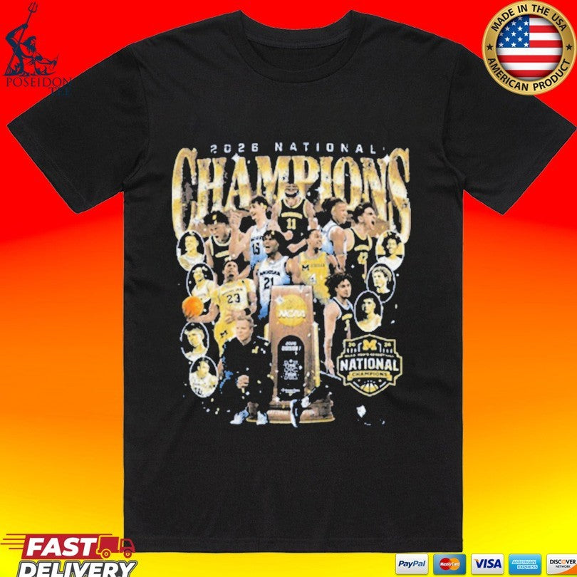 Michigan Wolverines Mens Basketball Campus Ink 2026 National Championship Team T-shirt Unisex T-shirt, Sweatshirt, Hoodie, Long Sleeve Tee - T-Shirt, Sweatshirt, Hoodie