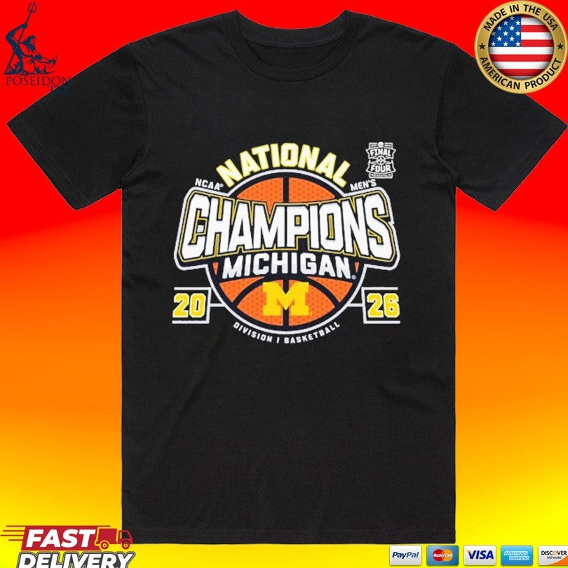 Michigan Wolverines Mens Basketball National Champions Big Text W Ball T-shirt Unisex T-shirt, Sweatshirt, Hoodie, Long Sleeve Tee - T-Shirt, Sweatshirt, Hoodie
