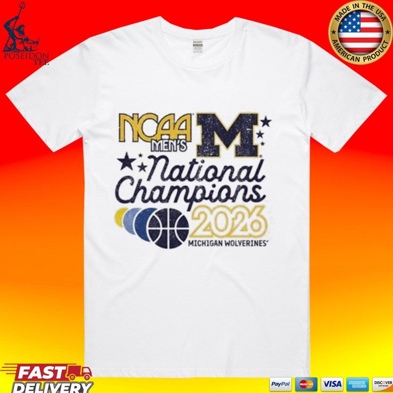 Michigan Wolverines Mens Ivory 2026 Mens Basketball National Champions Banners T-shirt Unisex T-shirt, Sweatshirt, Hoodie, Long Sleeve Tee - T-Shirt, Sweatshirt, Hoodie