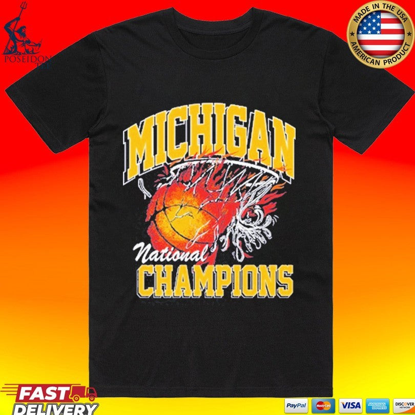 Michigan Wolverines National Champions Flame T-shirt Unisex T-shirt, Sweatshirt, Hoodie, Long Sleeve Tee - T-Shirt, Sweatshirt, Hoodie
