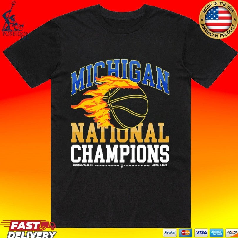 Michigan Wolverines National Champions Flames T-shirt Unisex T-shirt, Sweatshirt, Hoodie, Long Sleeve Tee - T-Shirt, Sweatshirt, Hoodie