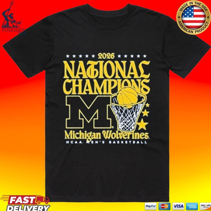 Michigan Wolverines Womens Navy Blue Mbb National Champs 2026 Hoop T-shirt Unisex T-shirt, Sweatshirt, Hoodie, Long Sleeve Tee - T-Shirt, Sweatshirt, Hoodie