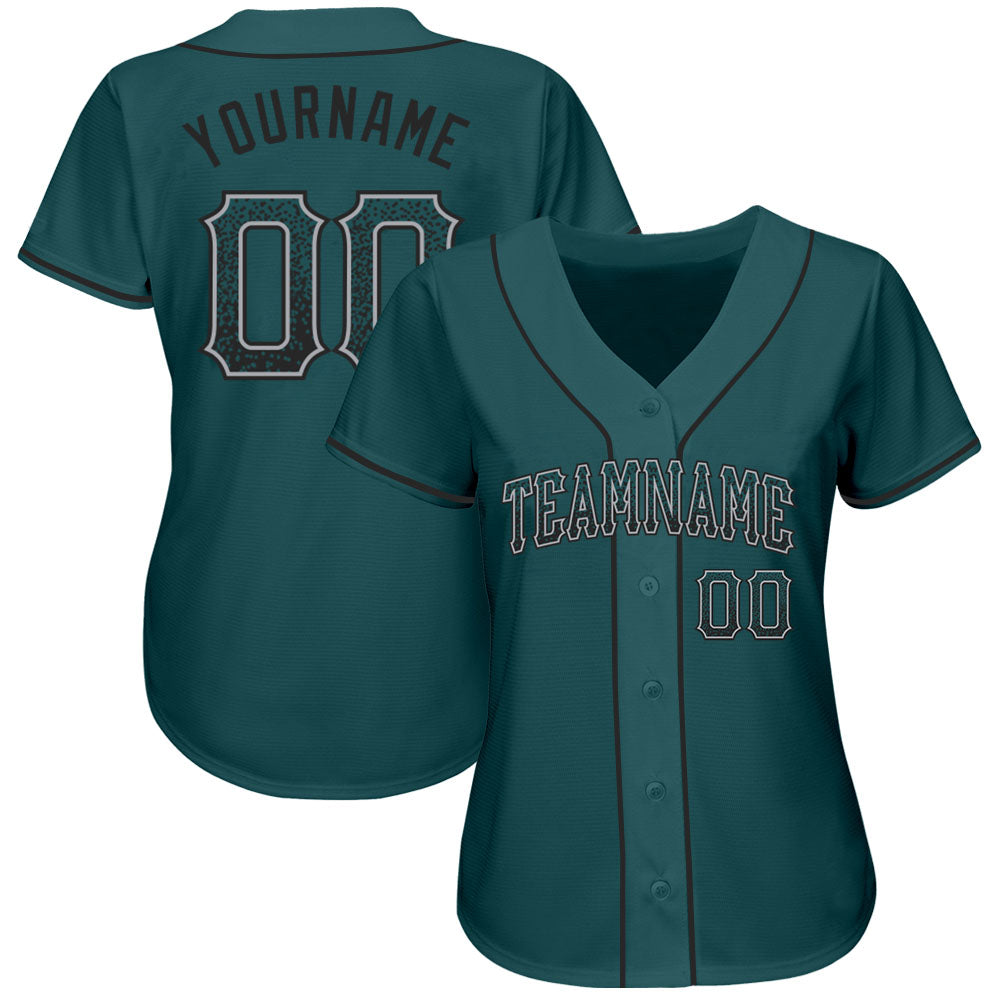 Custom Midnight Green Black-Gray Authentic Drift Fashion Baseball Jersey baseball jersey product view 2