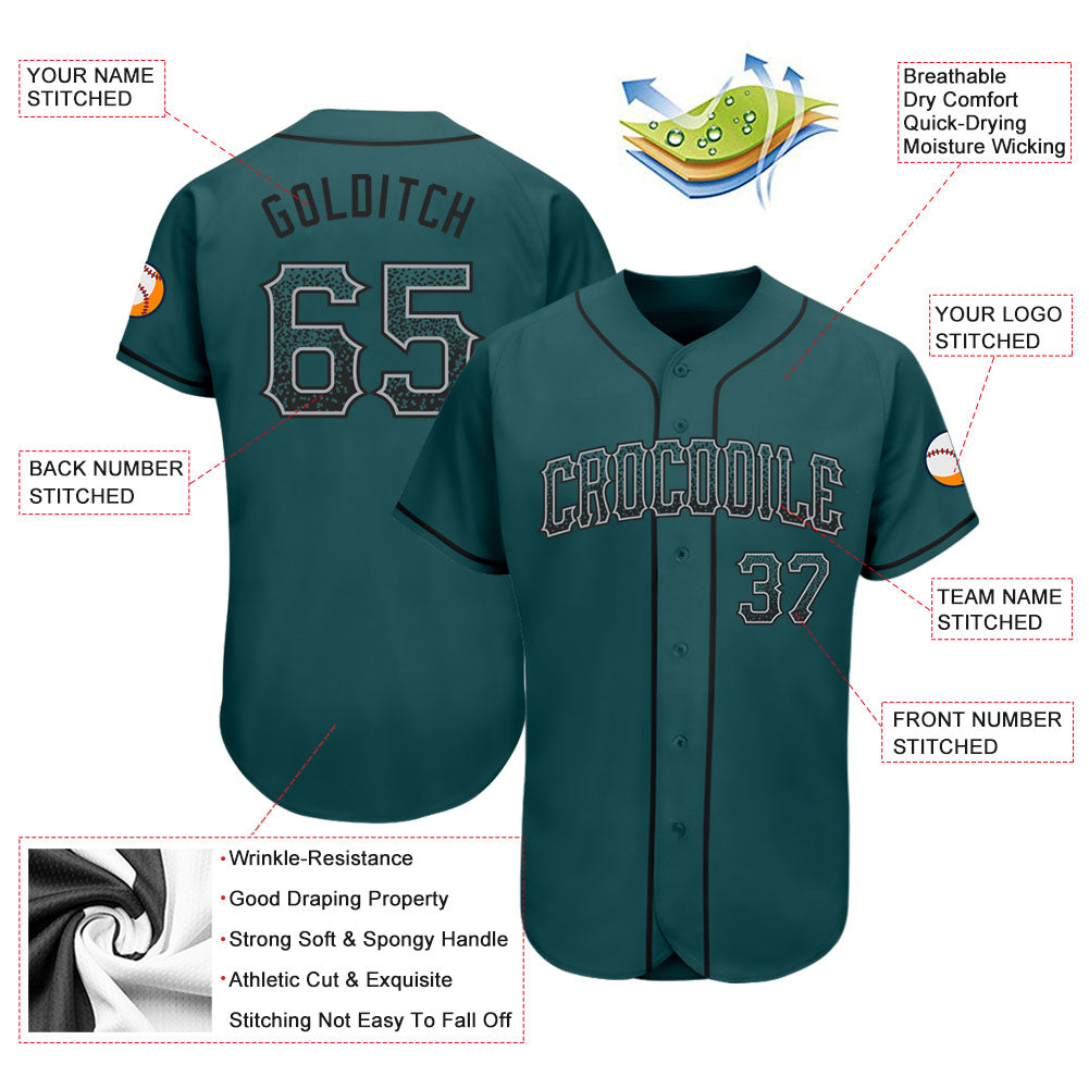 Custom Midnight Green Black-Gray Authentic Drift Fashion Baseball Jersey baseball jersey product view 3