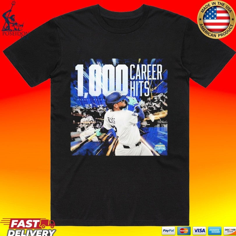 Miguel Rojas 1000 Career Hits Dodgers T-shirt Unisex T-shirt, Sweatshirt, Hoodie, Long Sleeve Tee - T-Shirt, Sweatshirt, Hoodie