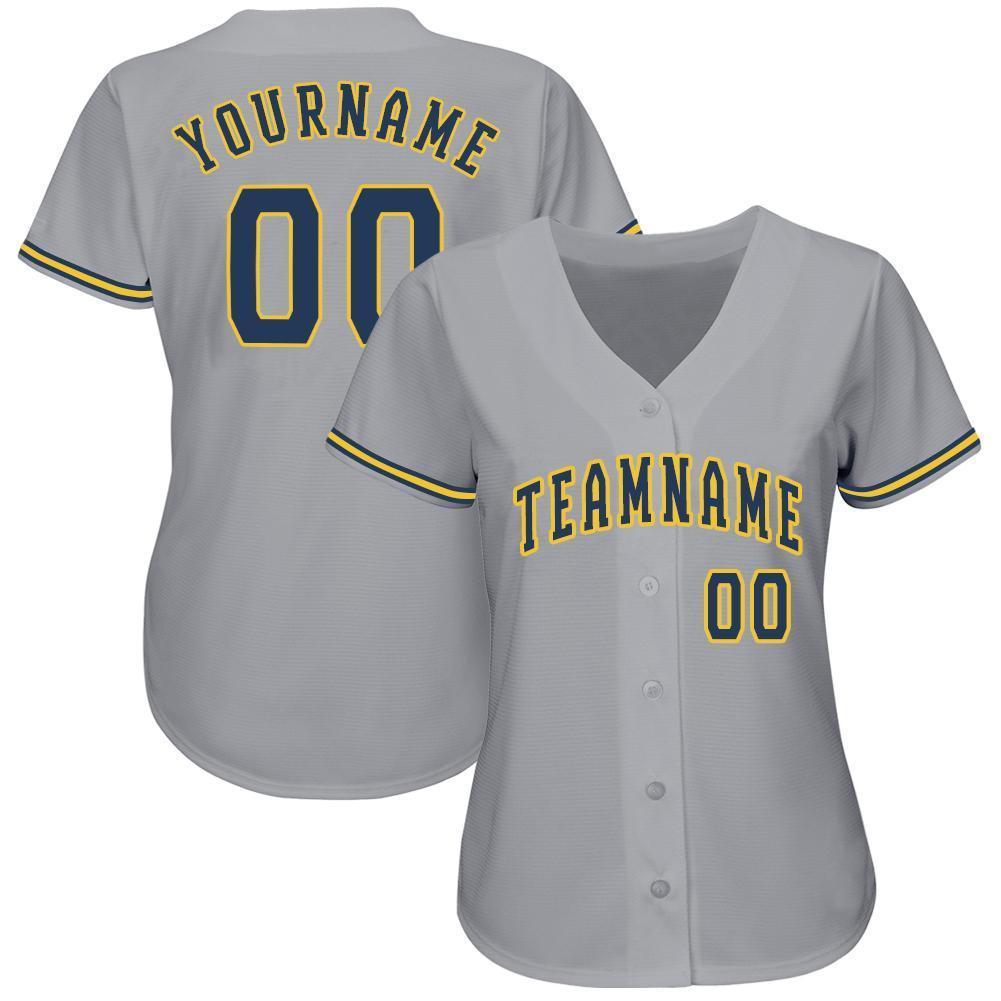 Custom Gray Navy-Gold Baseball Jersey baseball jersey product view 3