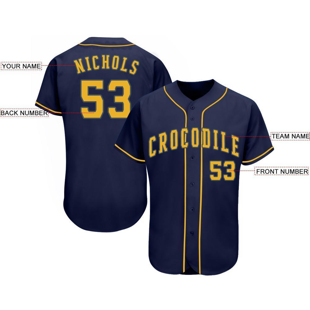 Custom Navy Gold Baseball Jersey baseball jersey product view 3