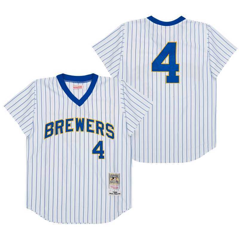 milwaukee brewers #4 paul molitor white Baseball Jersey baseball jersey product view 1