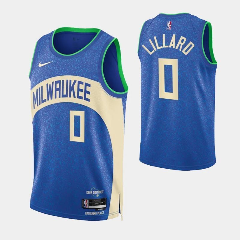 milwaukee bucks #0 damian lillard 2023-24 city edition swingman jersey Basketball Jersey basketball jersey product view 1
