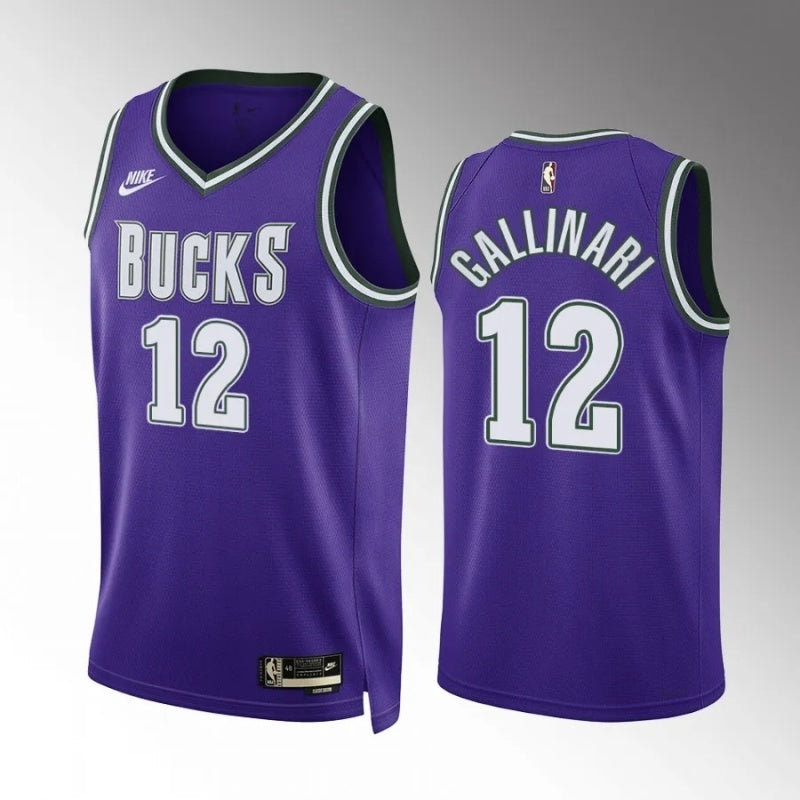 milwaukee bucks #12 danilo gallinari classic edition purple jersey Basketball Jersey basketball jersey product view 1