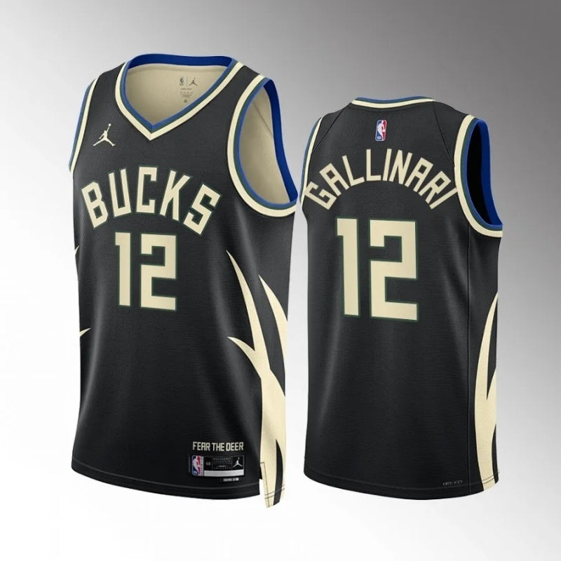 milwaukee bucks #12 danilo gallinari statement edition black jersey Basketball Jersey basketball jersey product view 1