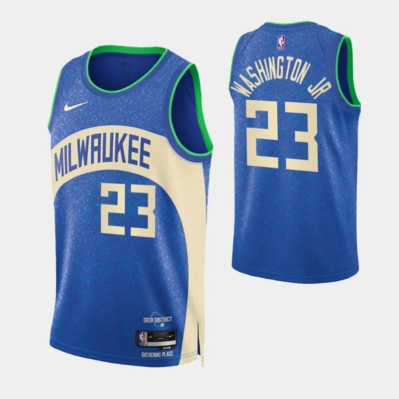 milwaukee bucks #23 tyty washington jr. 2023-24 city edition swingman jersey Basketball Jersey basketball jersey product view 1