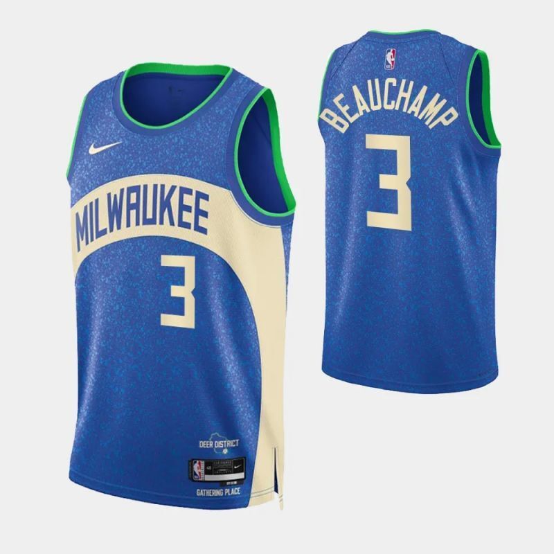 milwaukee bucks #3 marjon beauchamp 2023-24 city edition swingman jersey Basketball Jersey basketball jersey product view 1