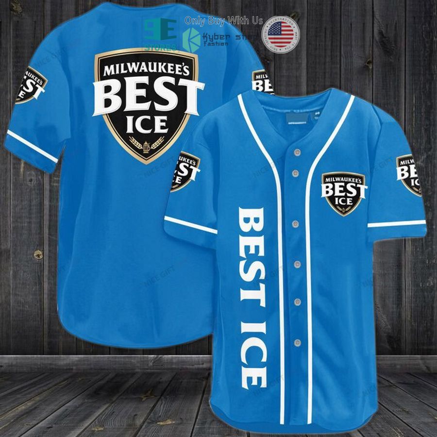 BEST Milwaukee's Best Ice blue Baseball Jersey baseball jersey product view 1