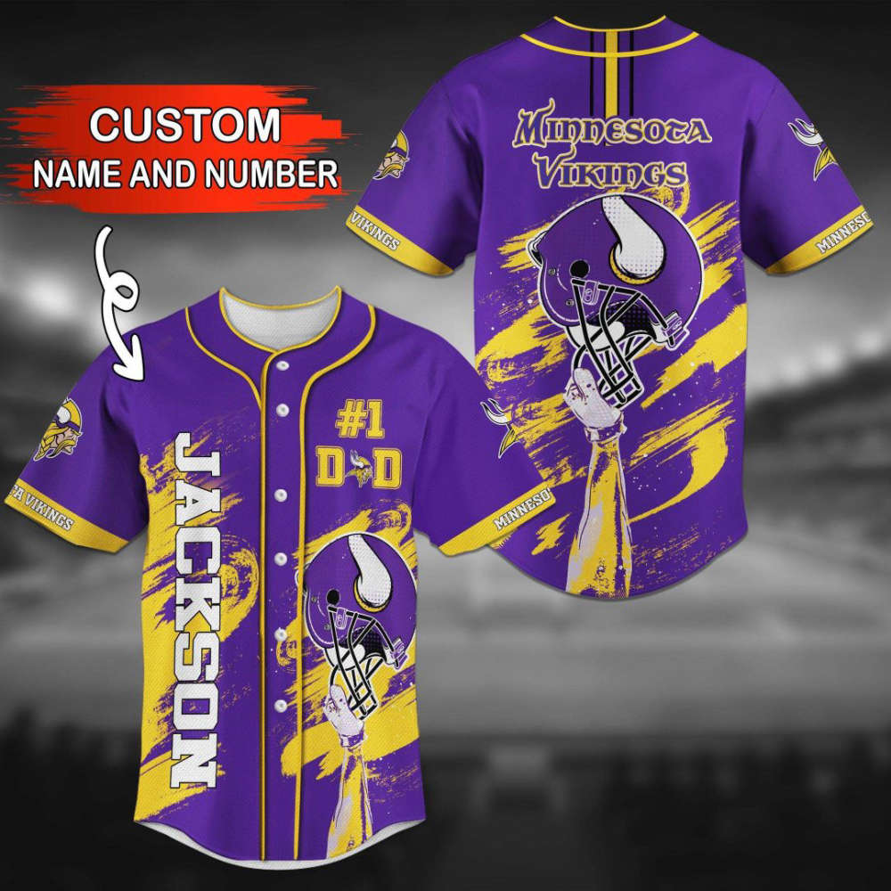 Minnesota Vikings Personalized Baseball Jersey Gift For Men Women - lylyprint.com baseball jersey product view 2