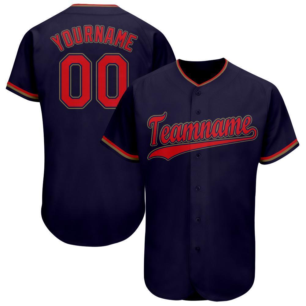 Custom Navy Red-Old Gold Baseball Jersey baseball jersey product view 1