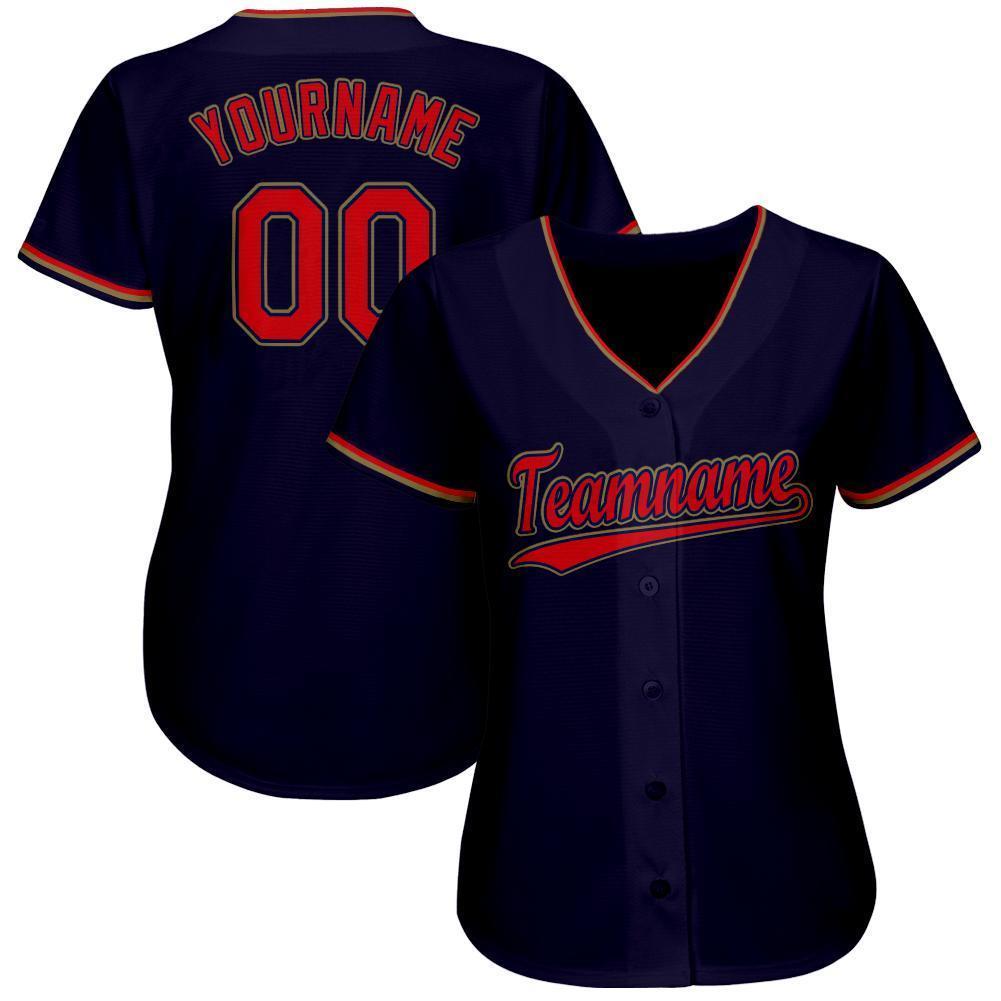 Custom Navy Red-Old Gold Baseball Jersey baseball jersey product view 2