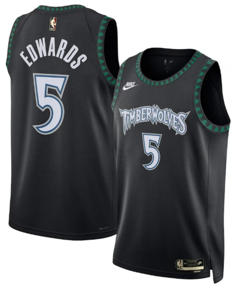 minnesota timberwolves #5 anthony edwards unisex swingman jersey - classic edition - black basketball jersey product view 1
