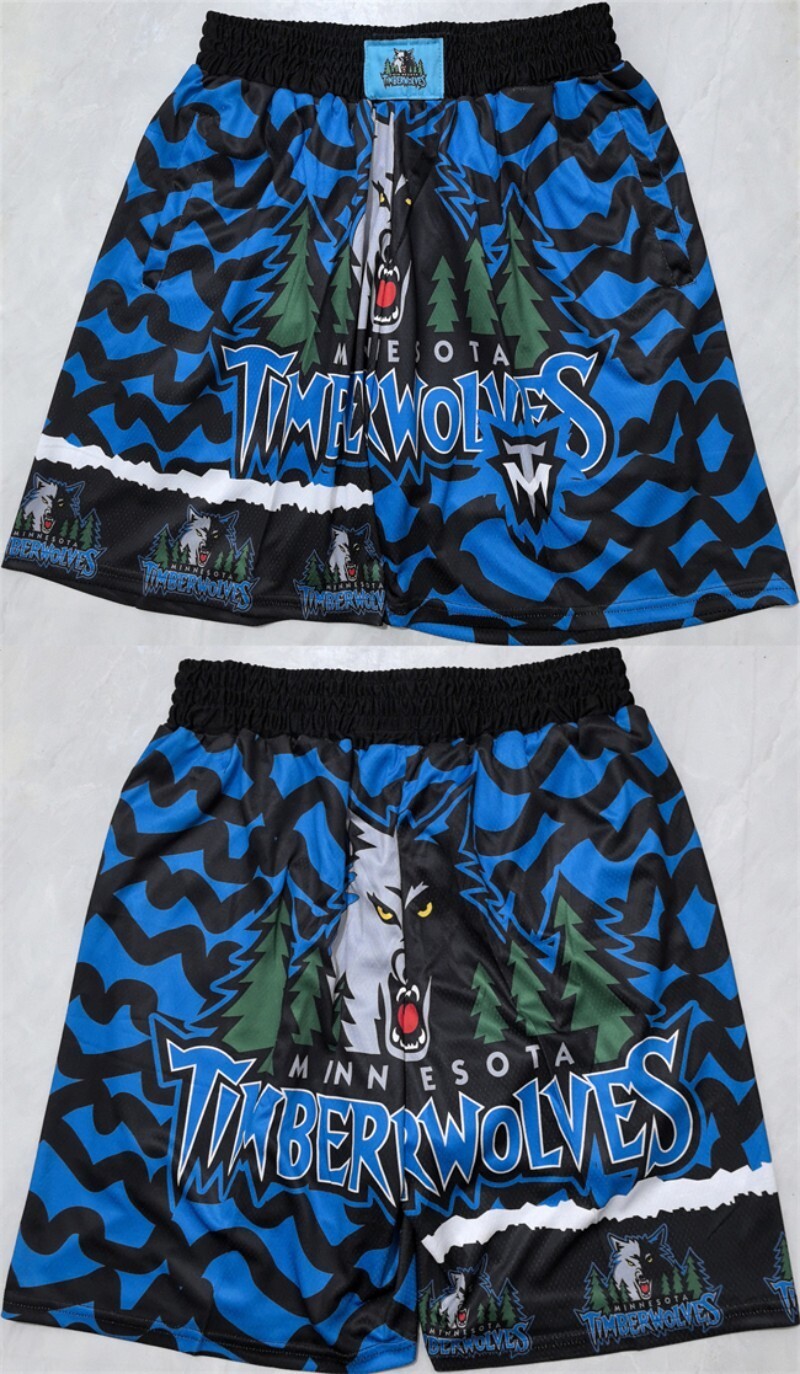 minnesota timberwolves black 2025 shorts (run small) Basketball Jersey basketball jersey product view 1