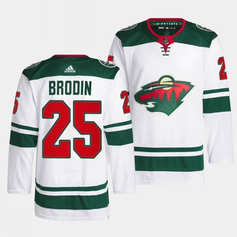minnesota wild #25 jonas brodin away white men jersey Hockey Jersey hockey jersey product view 1