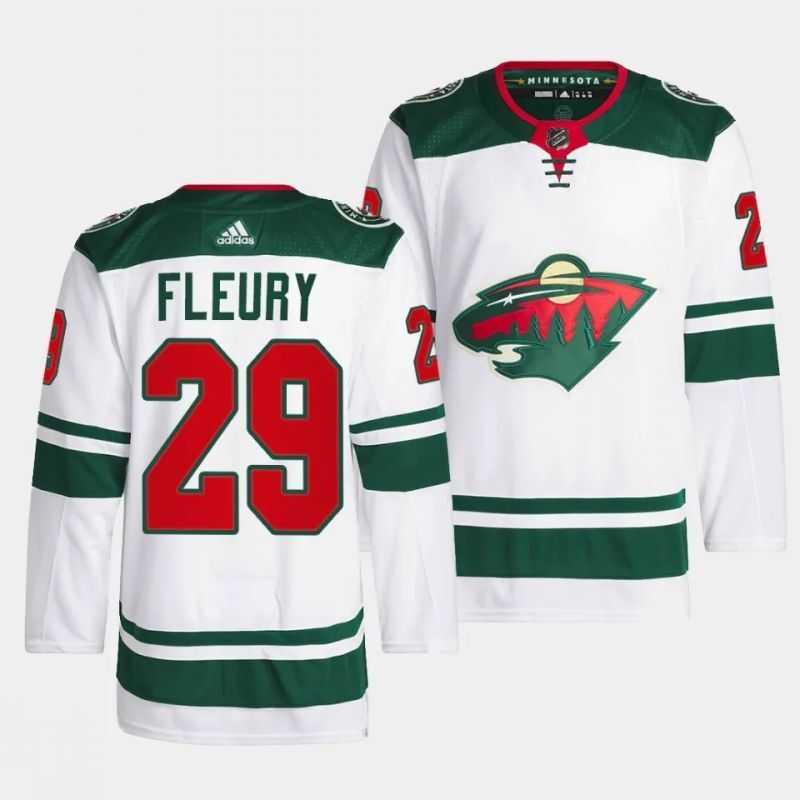 minnesota wild #29 marc-andre fleury away white men jersey Hockey Jersey hockey jersey product view 1