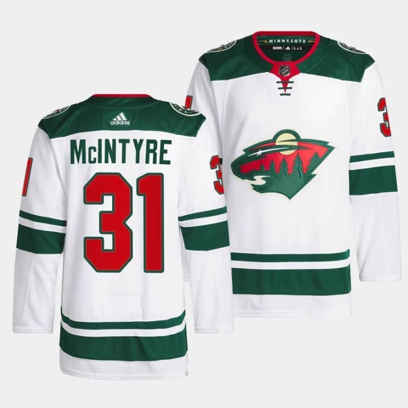 minnesota wild #31 zane mcintyre away white men jersey Hockey Jersey hockey jersey product view 1