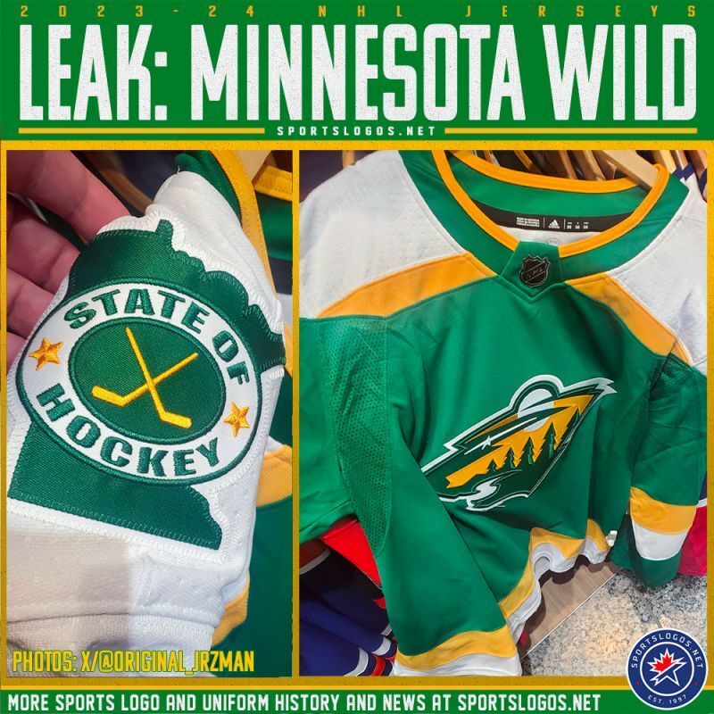 minnesota wild bringing back green and gold as alternate uniform in 2023-24 Style 2 Hockey Jersey hockey jersey product view 1