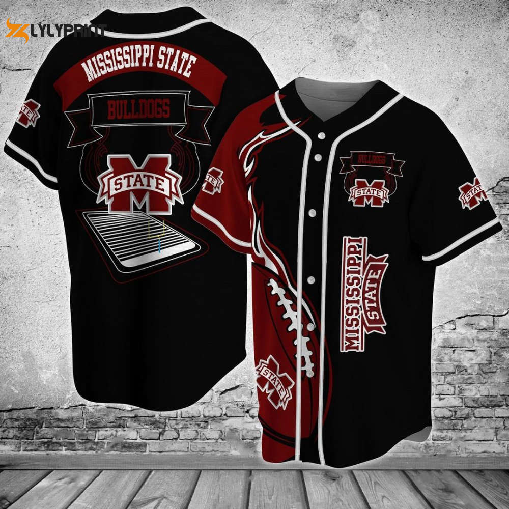 Mississippi State Bulldogs Baseball Jersey BJ0021 - lylyprint.com baseball jersey product view 1