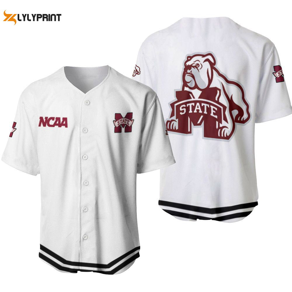 Mississippi State Bulldogs Classic White With Mascot Gift For Mississippi State Bulldogs Fans Baseball Jersey Gifts for Fans - lylyprint.com baseball jersey product view 1