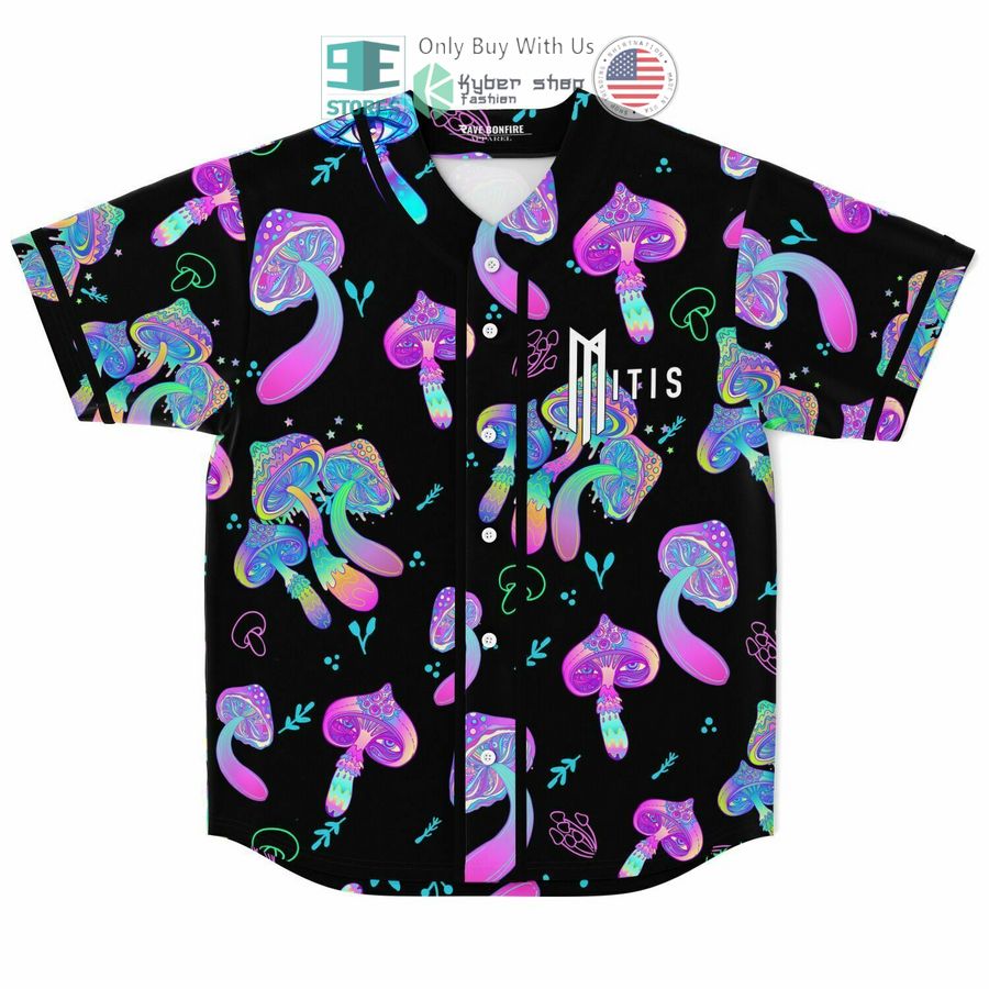 BEST Mitis Mushrooms black Baseball Jersey baseball jersey product view 1