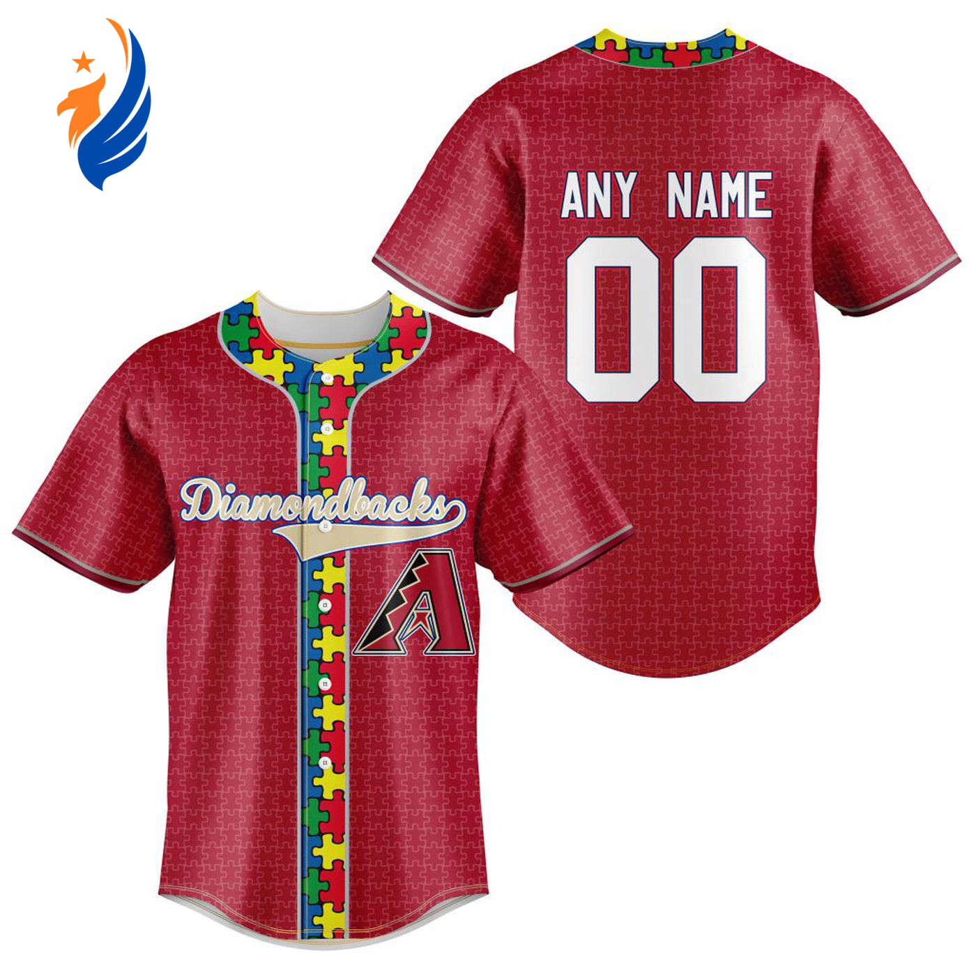 MLB Arizona Diamondbacks Specialized Baseball Jersey Fearless Aganst Autism Gift for Men Women - Bafud baseball jersey product view 1