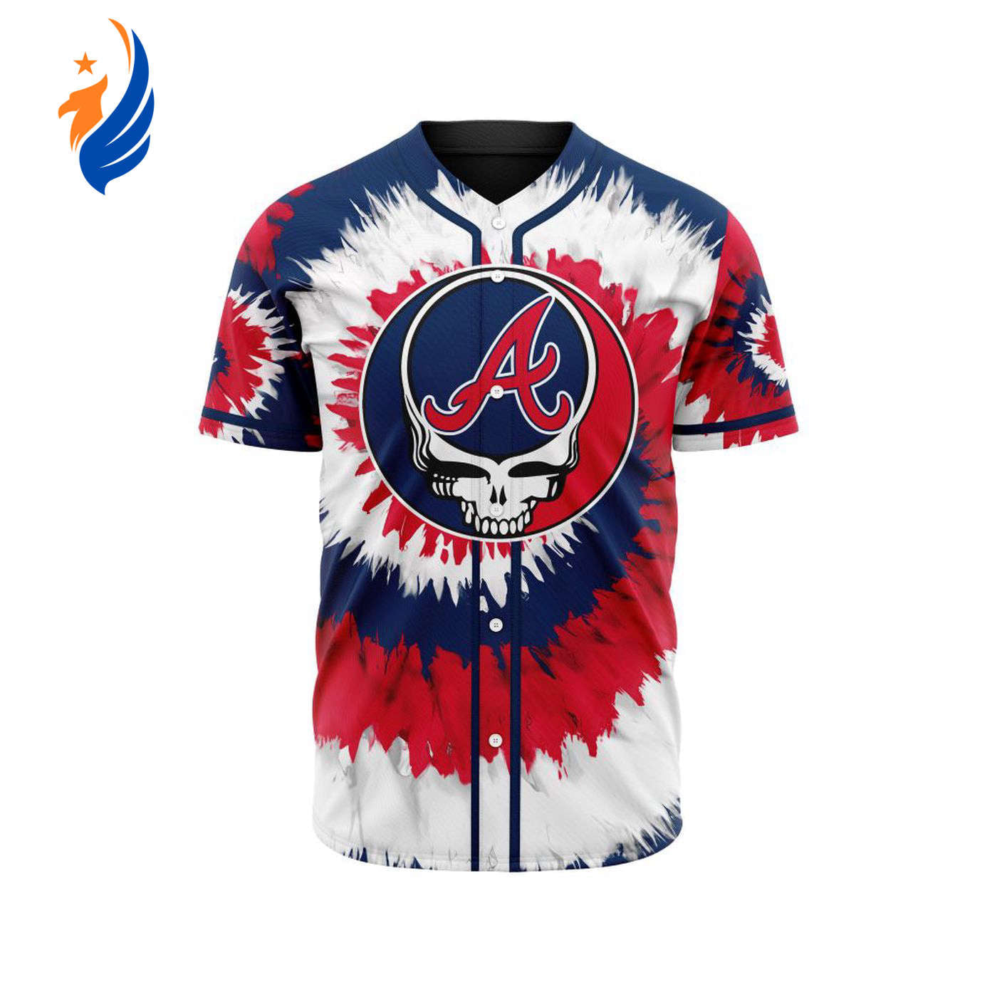 MLB Atlanta Braves Special Grateful Dead Design Baseball Jersey Gift for Men Women - Bafud baseball jersey product view 1