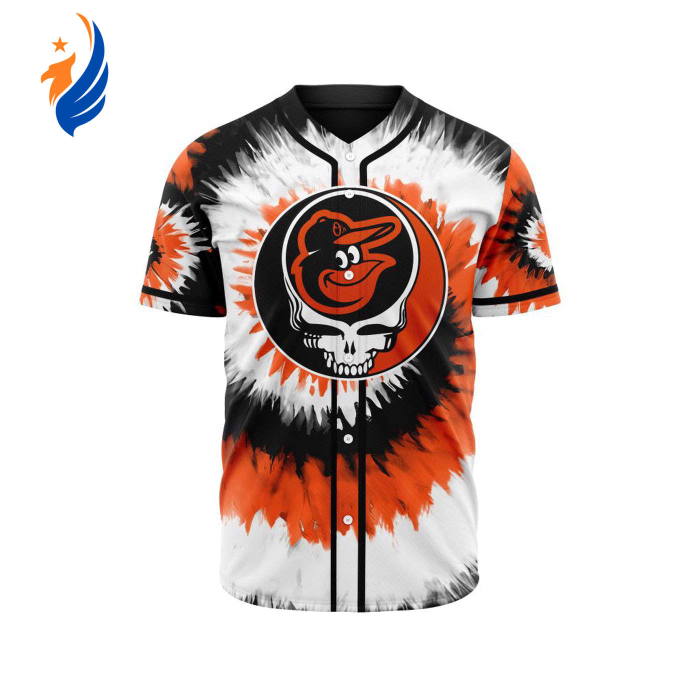 MLB Baltimore Orioles Special Grateful Dead Design Baseball Jersey Gift for Men Women - Bafud baseball jersey product view 1