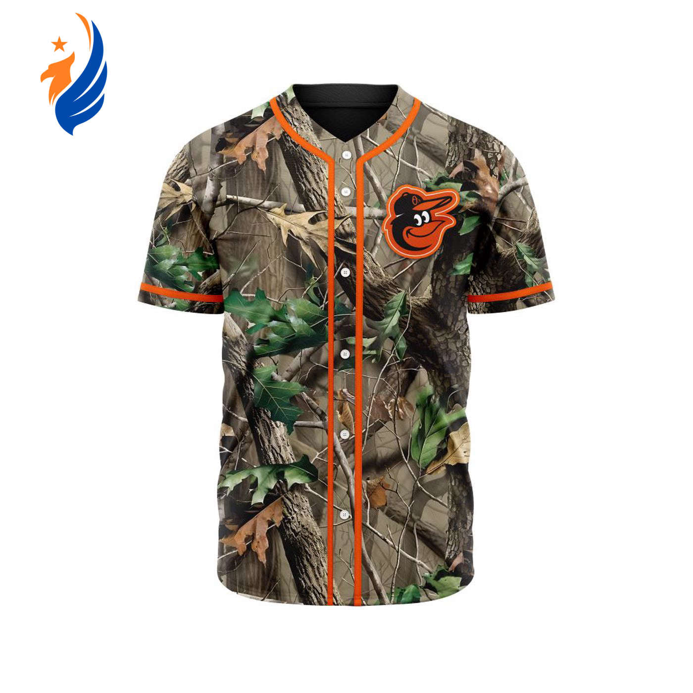 MLB Baltimore Orioles Special Realtree Camo Hunting Baseball Jersey Gift for Men Women - Bafud baseball jersey product view 1