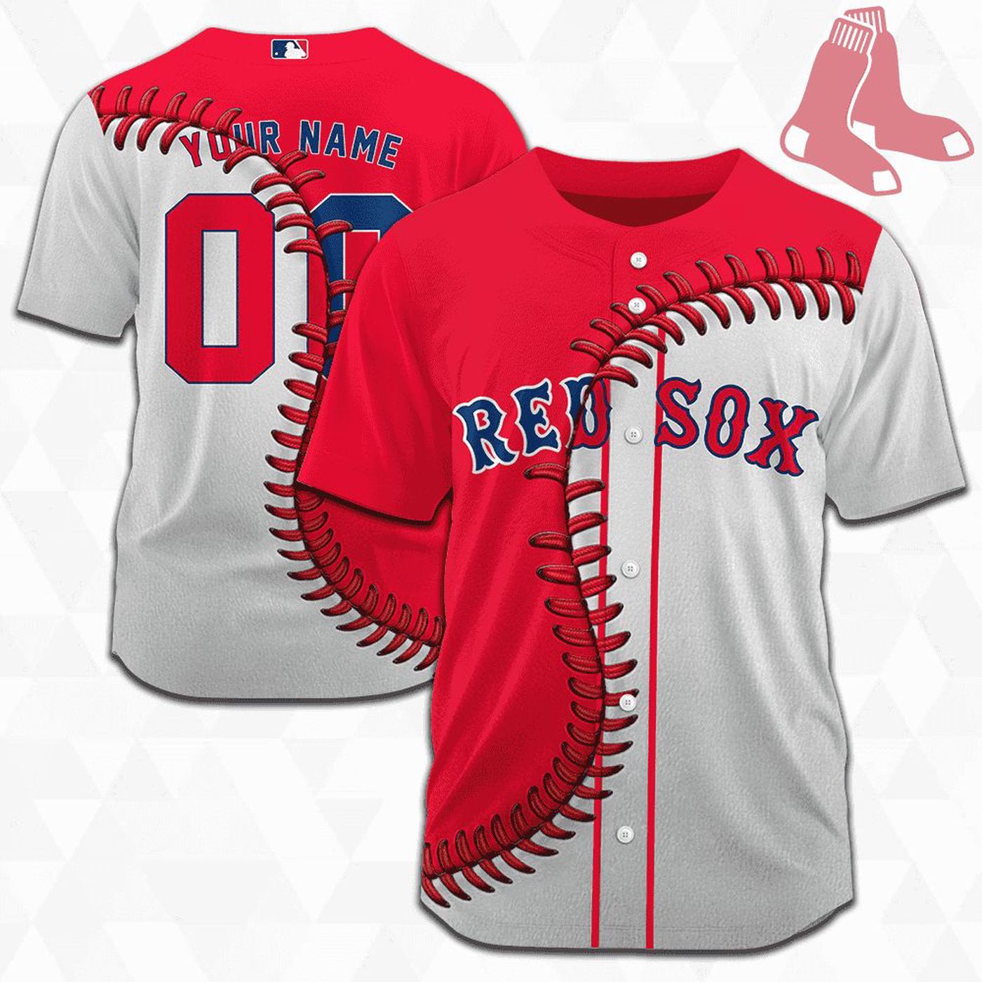 MLB Boston Red Sox Personalized Mix Baseball Jersey Gift for Men Women - Bafud baseball jersey product view 2