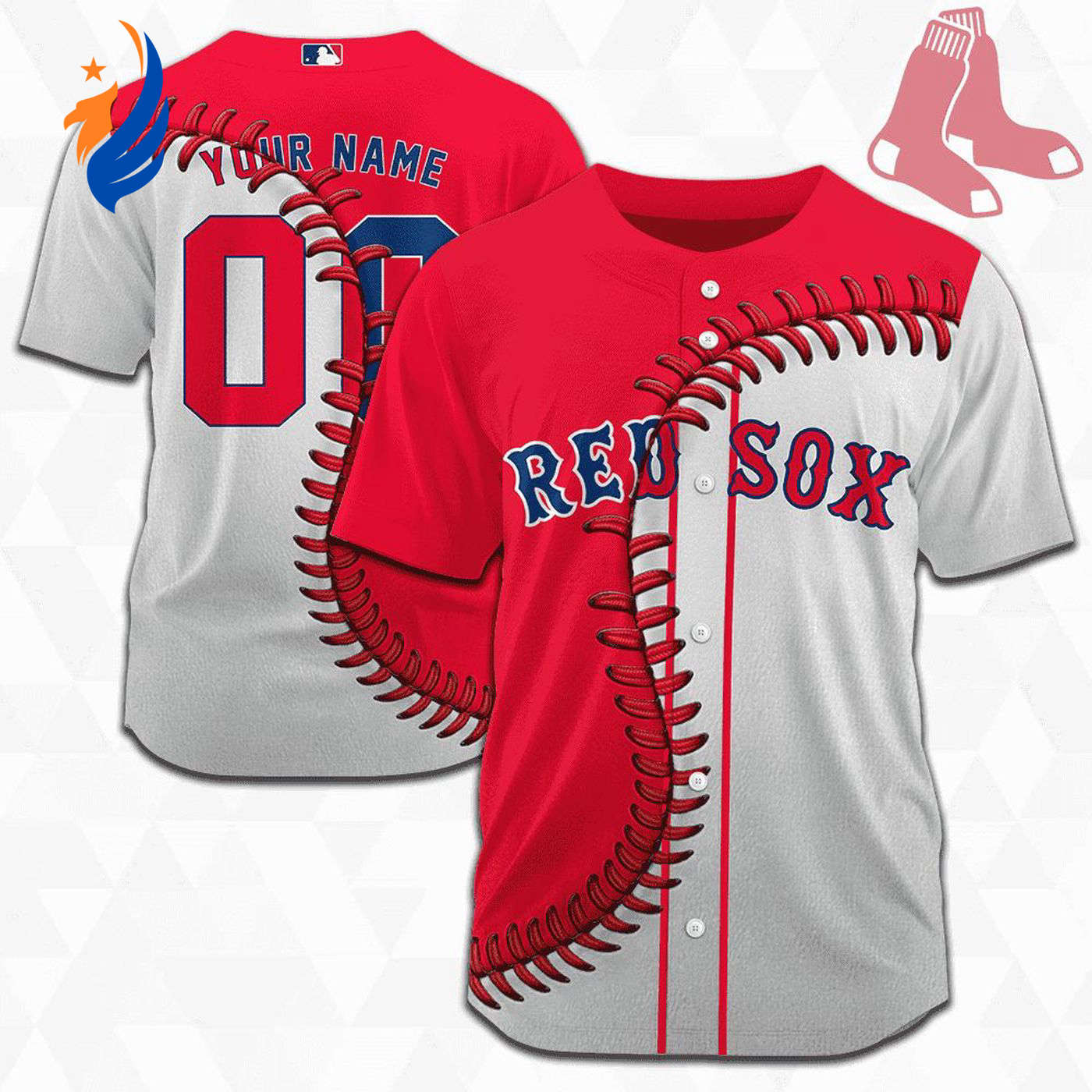 MLB Boston Red Sox Personalized Mix Baseball Jersey Gift for Men Women - Bafud baseball jersey product view 1