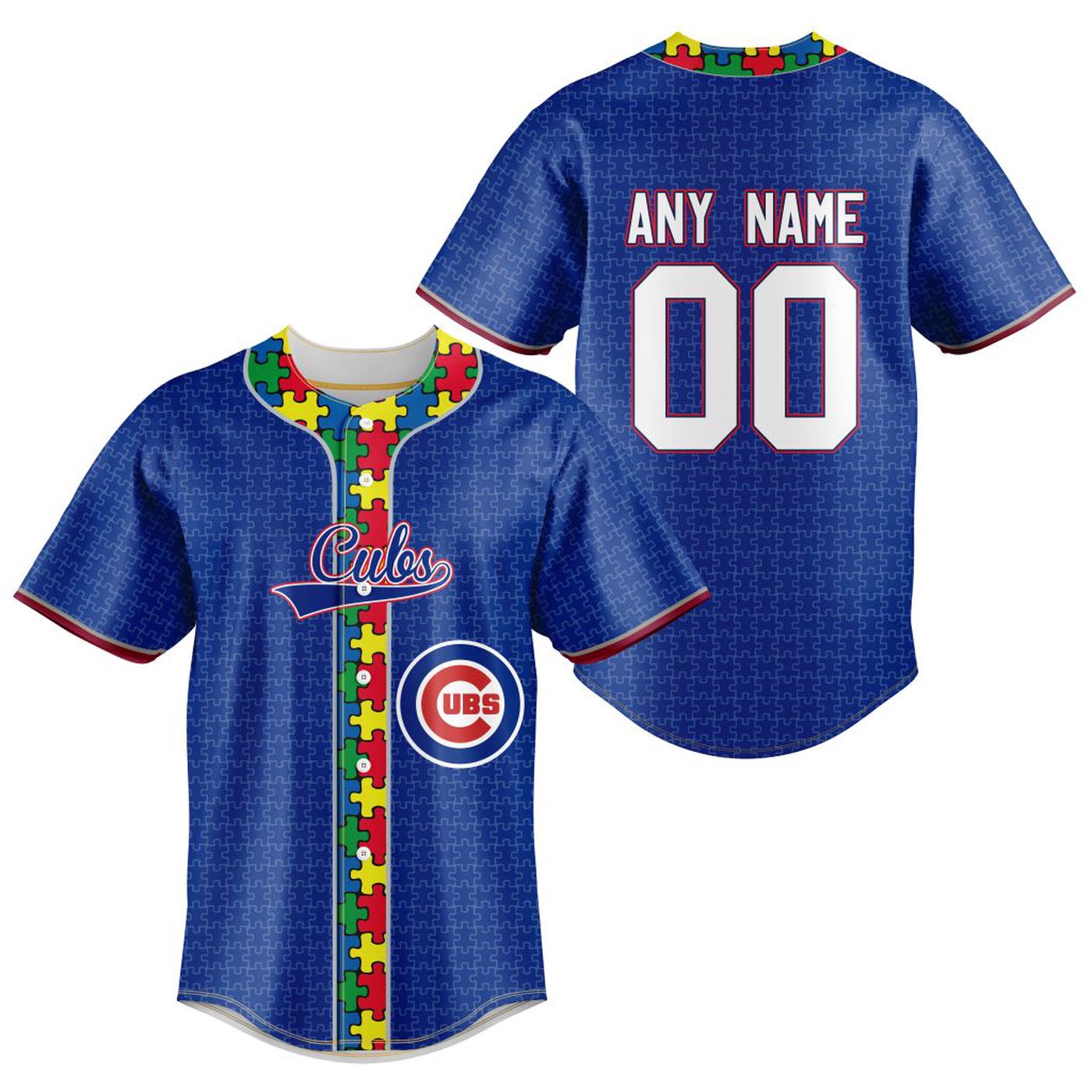 MLB Chicago Cubs Mix Grateful Dead | Specialized Baseball Jersey Fearless Aganst Autism Gift for Men Women - Bafud baseball jersey product view 2