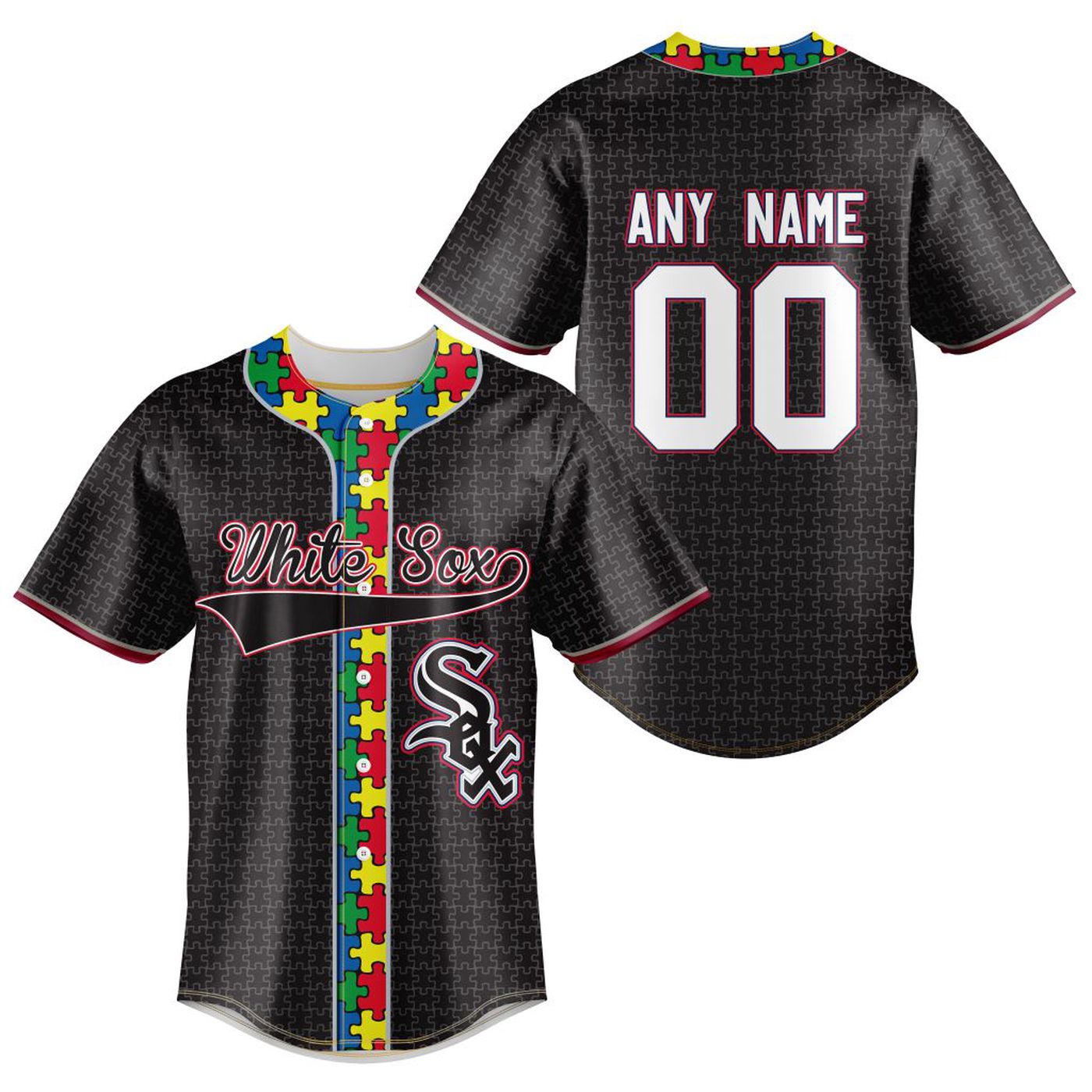MLB Chicago White Sox Specialized Baseball Jersey Fearless Aganst Autism Gift for Men Women - Bafud baseball jersey product view 2