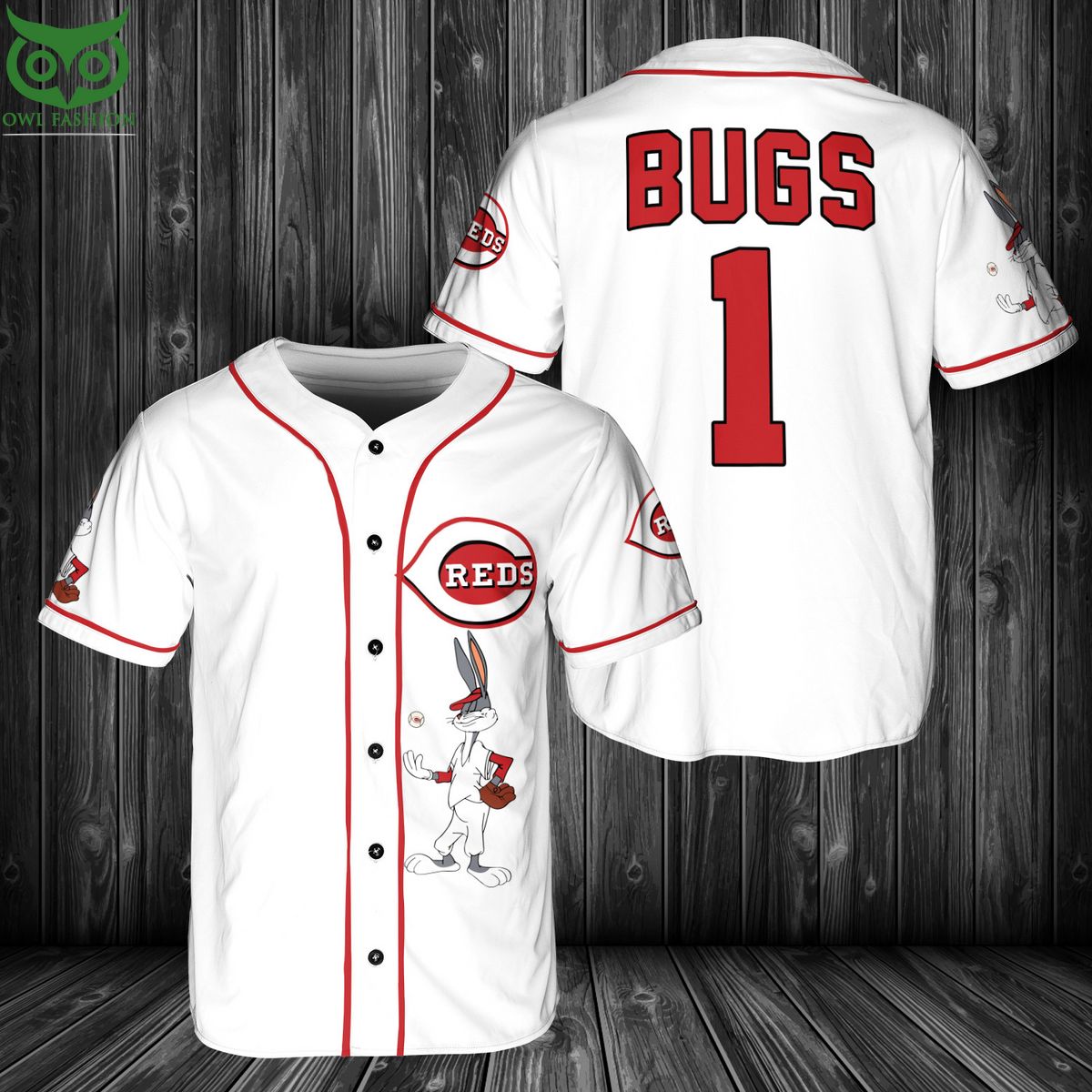 MLB Cincinnati Reds Bugs Bunny Baseball Jersey Shirt baseball jersey product view 1