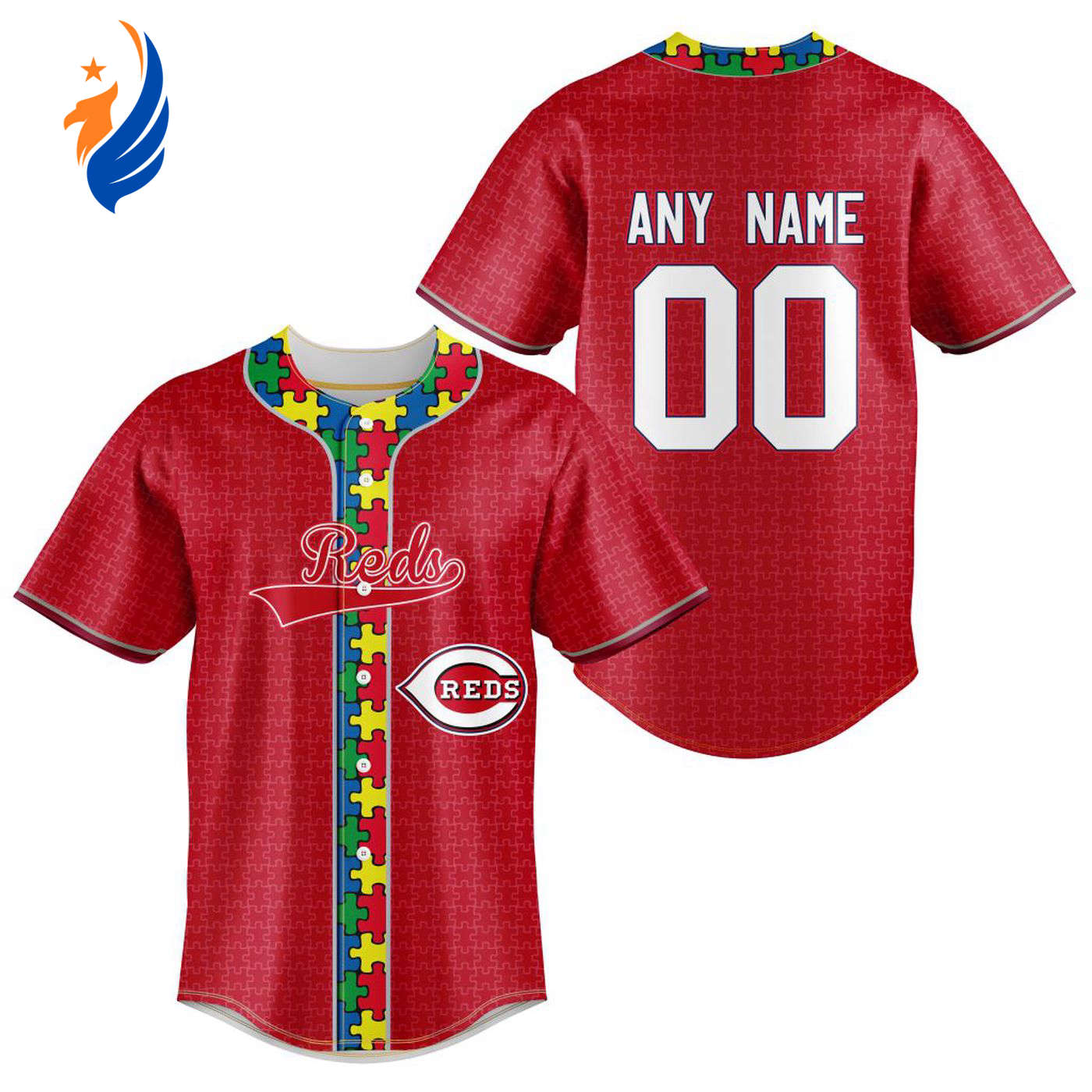 MLB Cincinnati Reds Specialized Baseball Jersey Fearless Aganst Autism Gift for Men Women - Bafud baseball jersey product view 1