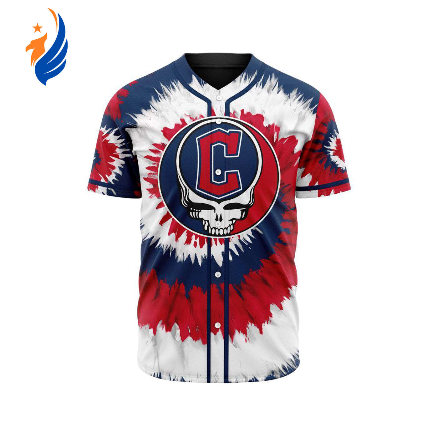 MLB Cleveland Guardians Special Grateful Dead Design Baseball Jersey Gift for Men Women - Bafud baseball jersey product view 1
