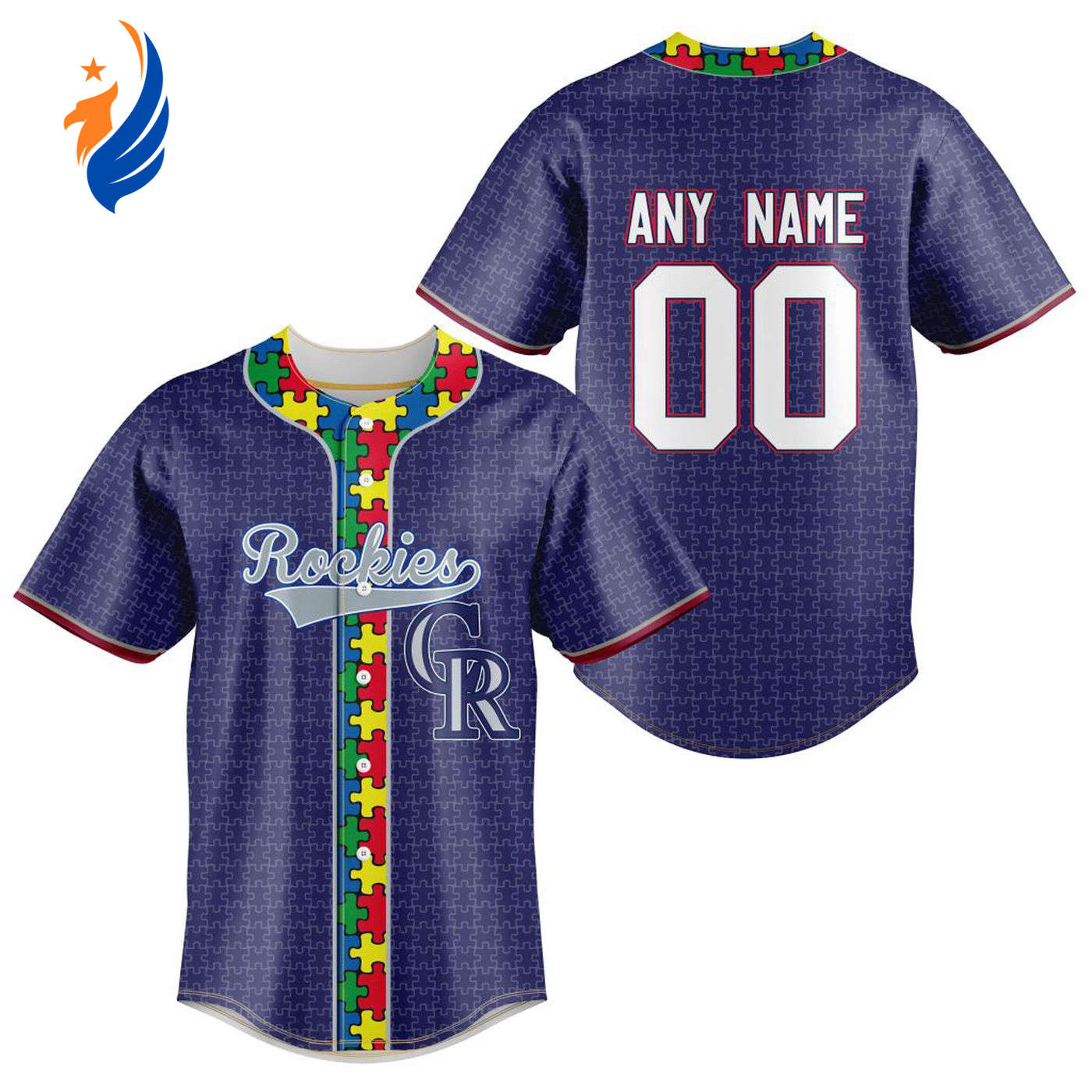 MLB Colorado Rockies Specialized Baseball Jersey Fearless Aganst Autism Gift for Men Women - Bafud baseball jersey product view 1