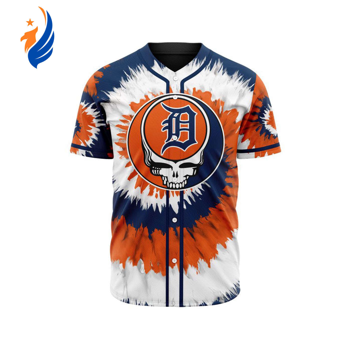MLB Detroit Tigers Special Grateful Dead Design Baseball Jersey Gift for Men Women - Bafud baseball jersey product view 1