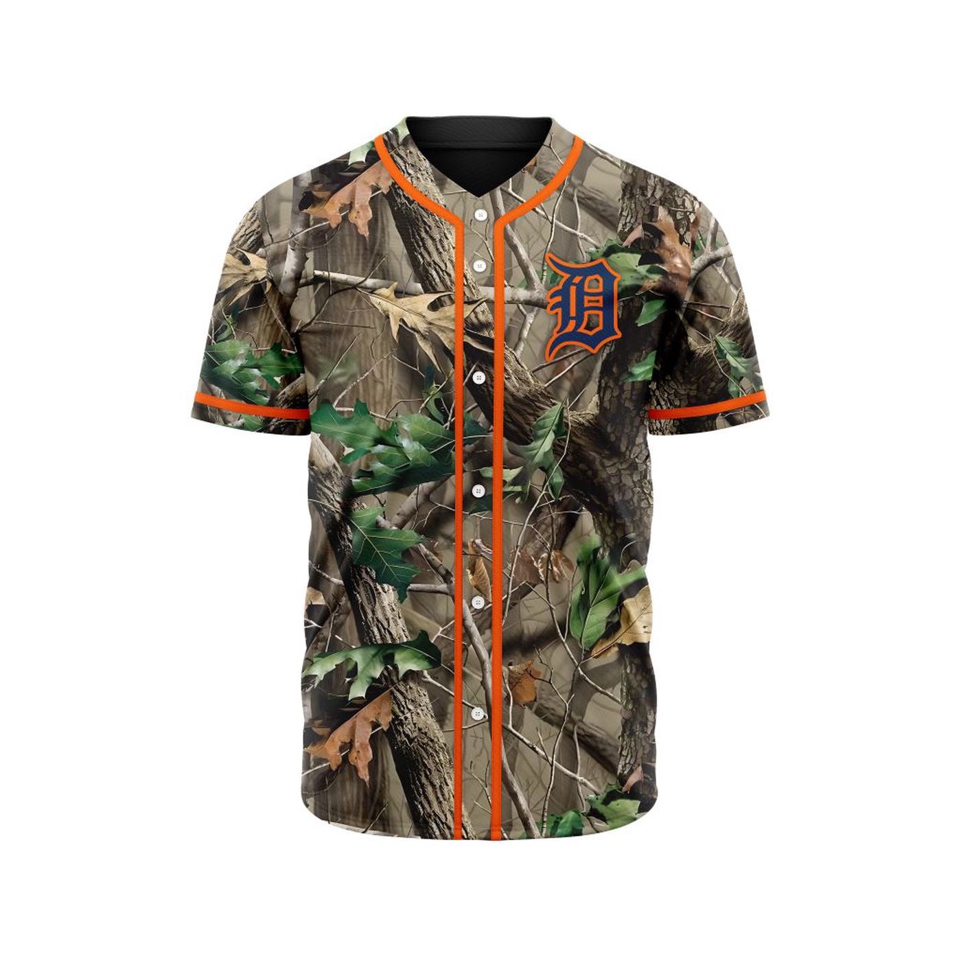 MLB Detroit Tigers Special Realtree Camo Hunting Baseball Jersey Gift for Men Women - Bafud baseball jersey product view 3