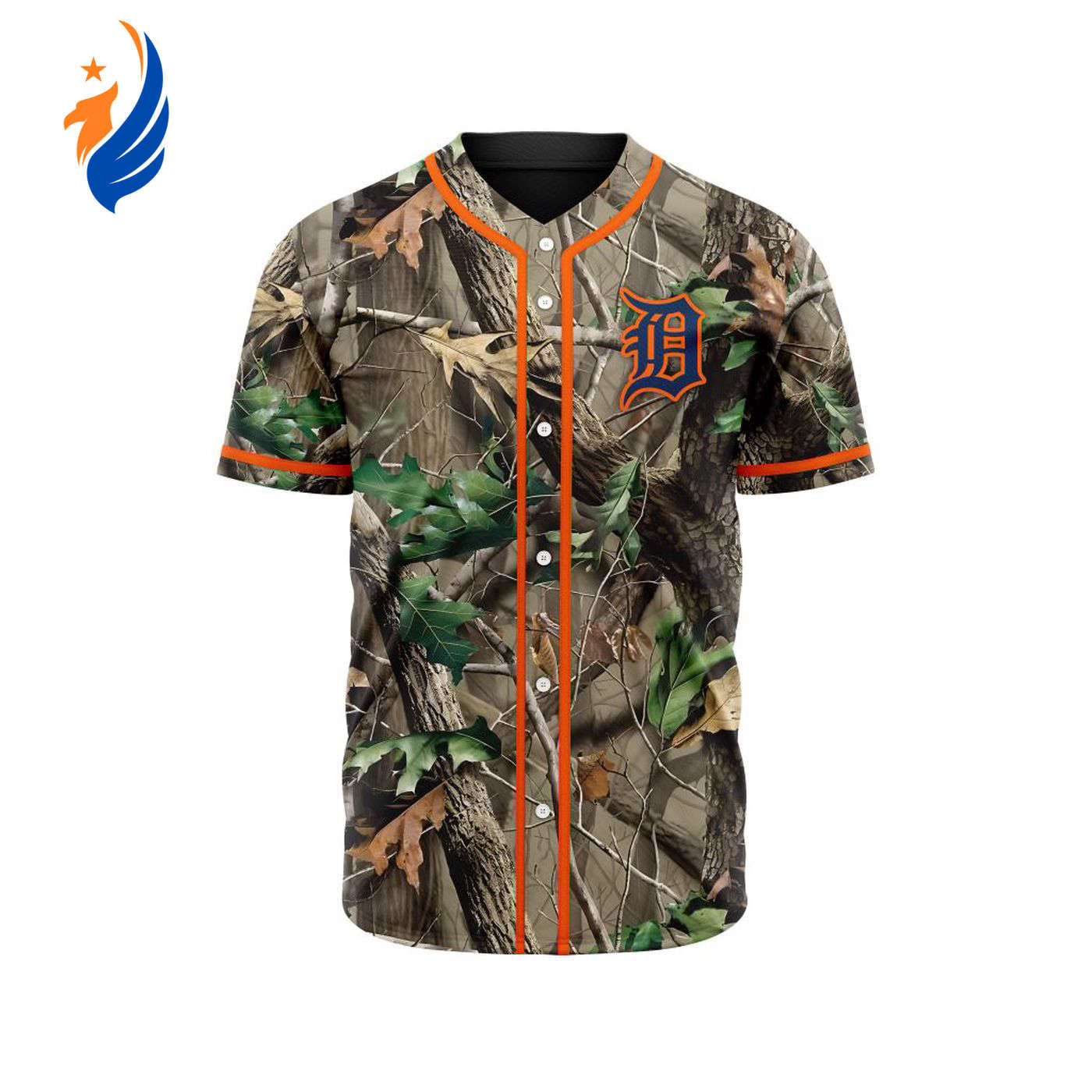 MLB Detroit Tigers Special Realtree Camo Hunting Baseball Jersey Gift for Men Women - Bafud baseball jersey product view 1