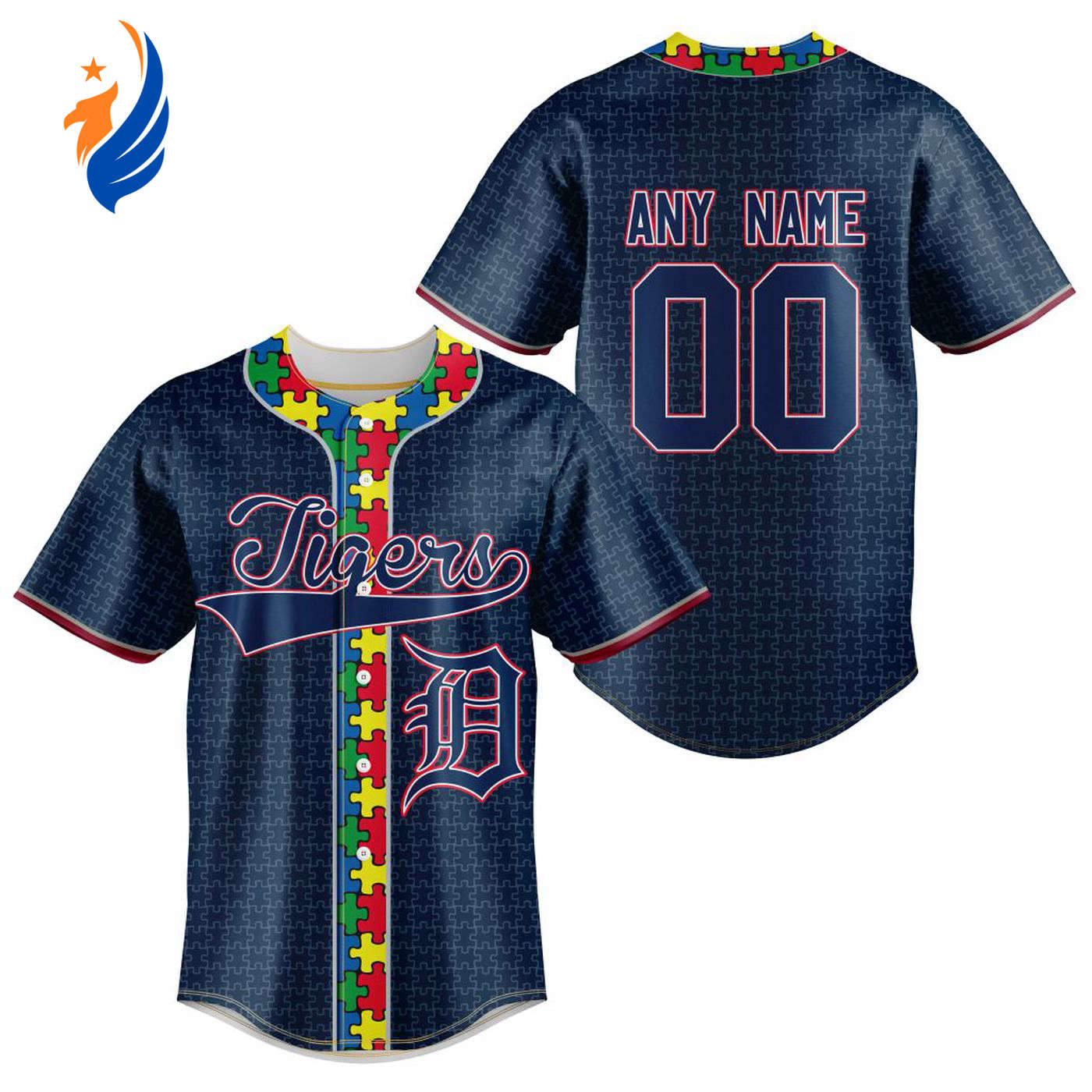 MLB Detroit Tigers Specialized Baseball Jersey Fearless Aganst Autism Gift for Men Women - Bafud baseball jersey product view 1