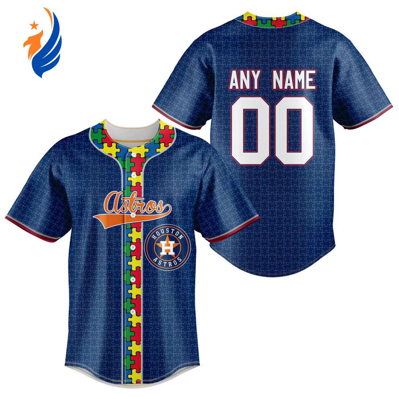 MLB Houston Astros Mix Grateful Dead | Specialized Baseball Jersey Fearless Aganst Autism Gift for Men Women - Bafud baseball jersey product view 1