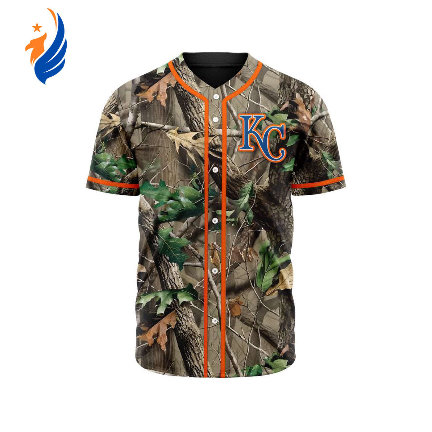 MLB Kansas City Royals Special Realtree Camo Hunting Baseball Jersey Gift for Men Women - Bafud baseball jersey product view 1
